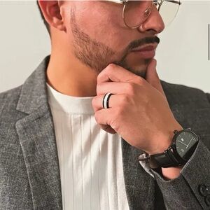 304L Tungsten Stainless Steel Galaxy Synthesis Unisex Wedding Band Ring